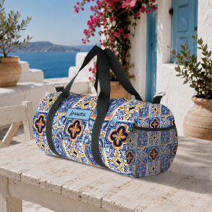 Sizilianische Blau-Weiß-Mittelmeer-Keramikfliesen Duffle Bag