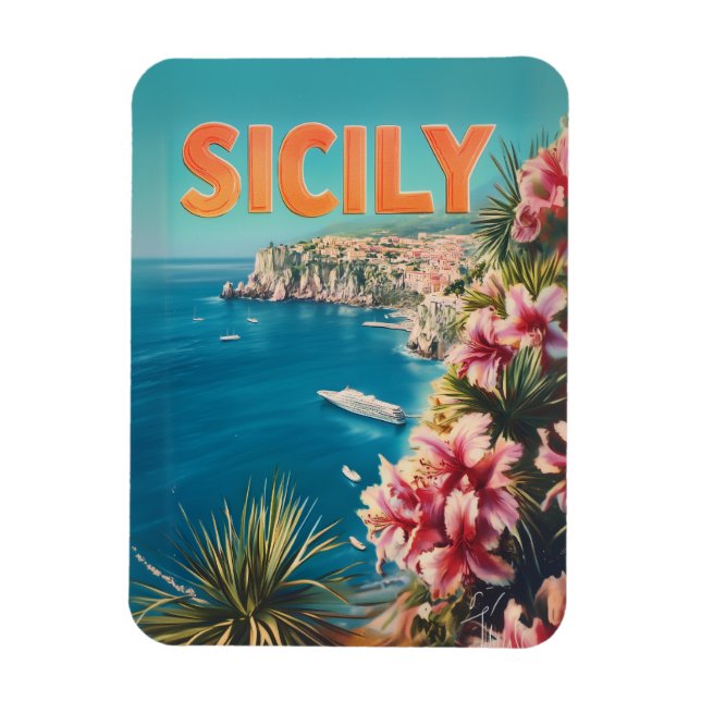 Sizilianische Blume Vintag Magnet (Vertikal)