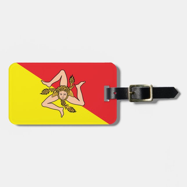 Sizilianische Flagge Gepäckmarke Gepäckanhänger (Vorderseite horizontal)