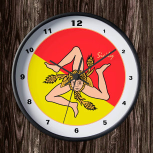Sizilianische Flagge, Sizilien trendige Mode / Des Runde Wanduhr