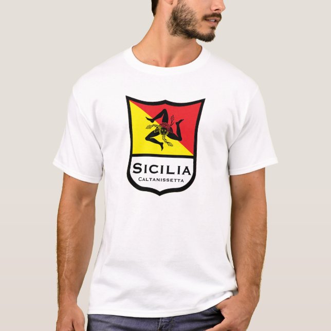 Sizilianische Flagge Trinacria Persönliche T - Shi T-Shirt (Vorderseite)