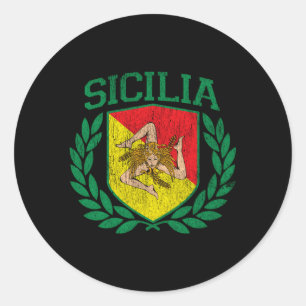 sizilianische Flagge und Schild mit der sizilianis Runder Aufkleber
