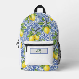 Sizilianische Fliese & Zitrone Personalisierter Ru Bedruckter Rucksack