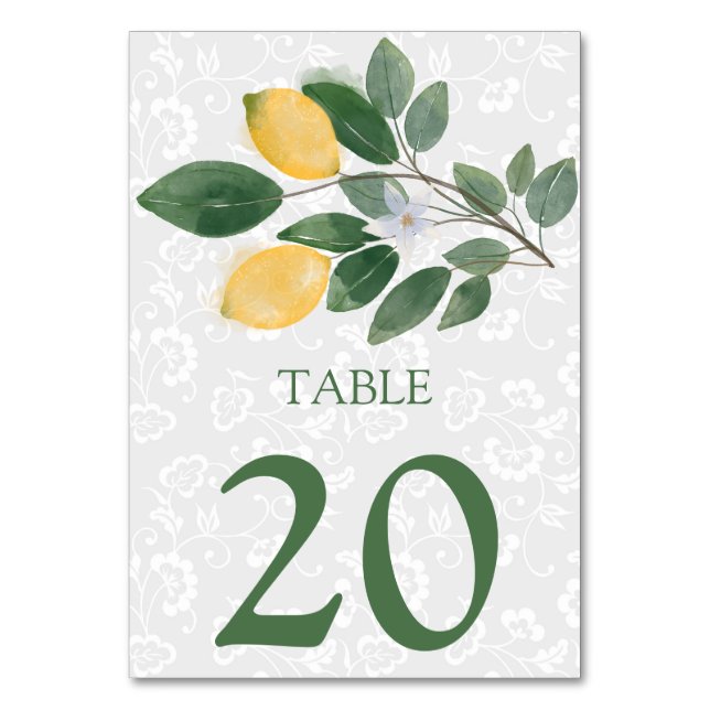 Sizilianische Lemons Hochzeiten Tischnummer (Vorderseite)