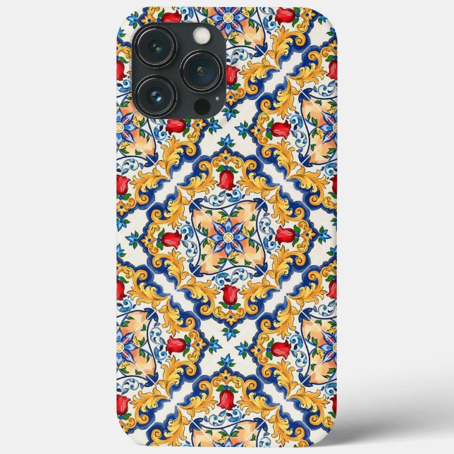 Sizilianische Majolica farbenfrohe Fliesenmuster Case-Mate iPhone Hülle (Rückseite)
