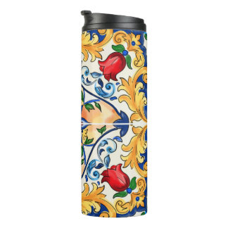 Sizilianische Majolica farbenfrohe Fliesenmuster Thermosbecher