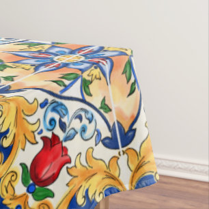 Sizilianische Majolica farbenfrohe Fliesenmuster Tischdecke