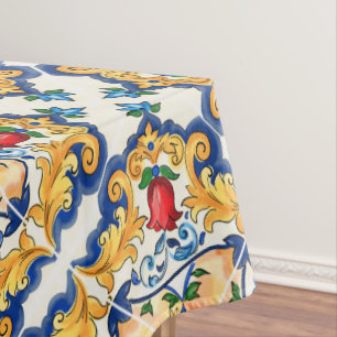 Sizilianische Majolica farbenfrohe Fliesenmuster Tischdecke
