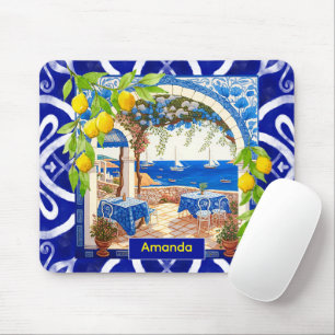 Sizilianische Mittelmeer-Majolika Zitruskacheln Mousepad