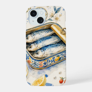 Sizilianische Sardinen-Wasserfarben-Kunst iPhone 15 Hülle