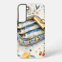 Sizilianische Sardinen-Wasserfarben-Kunst