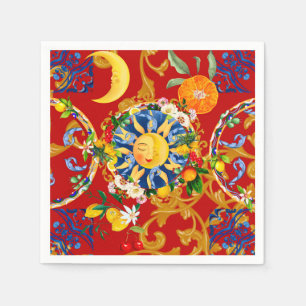 sizilianische Sonne, Halbmond, Sommer, Majolika, Z Serviette