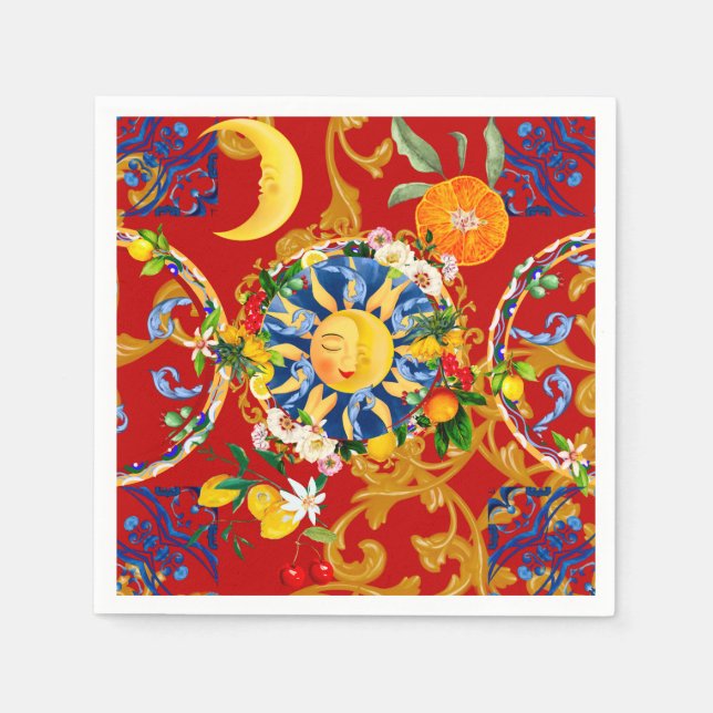 sizilianische Sonne, Halbmond, Sommer, Majolika, Z Serviette (Vorderseite)