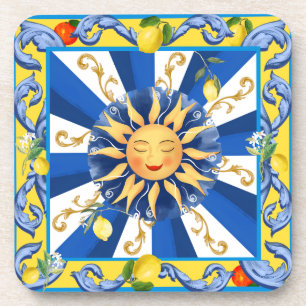 sizilianische Sonne, Majolika, Zitrone, Getränkeuntersetzer