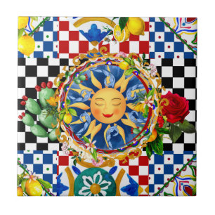 sizilianische Sonne, Zitrone, mediterrane Fliesen, Fliese