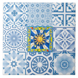 sizilianische Sonne, Zitrone, Mosaik, Majolika Fliese