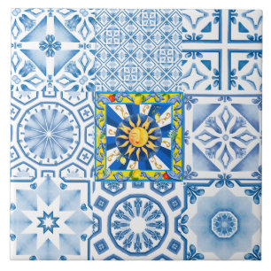 sizilianische Sonne, Zitrone, Mosaik, Majolika Fliese