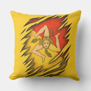 Sizilianische Trinacria-Flagge gerippte Design Thr Kissen