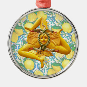 Sizilianische Trinacria Italian Pride Zitronen auf Ornament Aus Metall