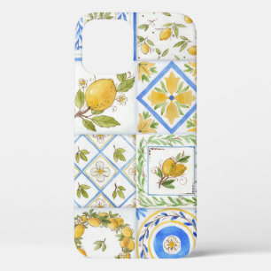 Sizilianische Zitronen Aquarell-Quadratmuster Case-Mate iPhone Hülle