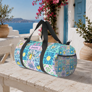 Sizilianischer Azulejo Türkis Zitrus Mediterran Duffle Bag