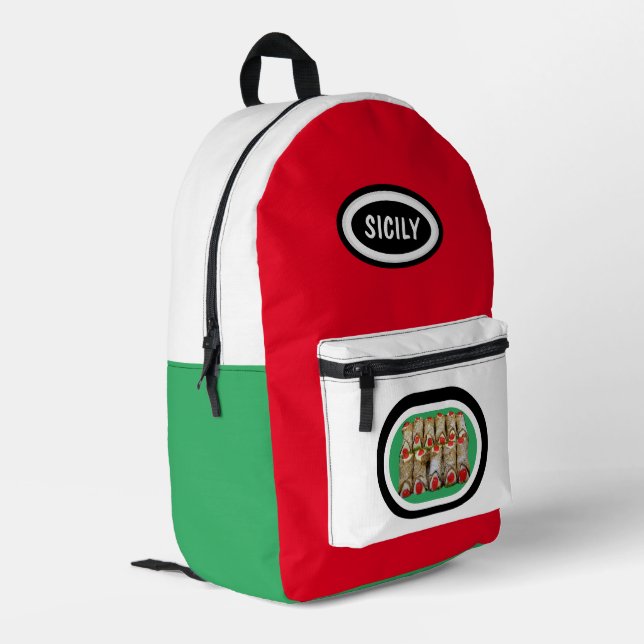 Sizilianischer Cannoli gedruckter Backpack Bedruckter Rucksack (Rückseitige Ecke links)