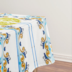 sizilianischer, italienischer Stil, Majolika-Muste Tischdecke