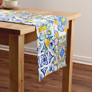 sizilianischer Stil, Majolika, Zitronen Kurzer Tischläufer