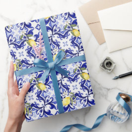 sizilianischer Stil, Zitronen, Majolika Geschenkpapier