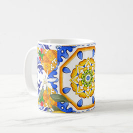sizilianischer Stil, Zitronen, Majolika Kaffeetasse