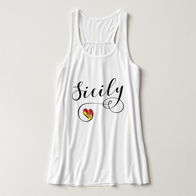 Sizilianisches Flaggen-Herz, i-Liebe Sizilien Tank Top (Design Vorderseite)