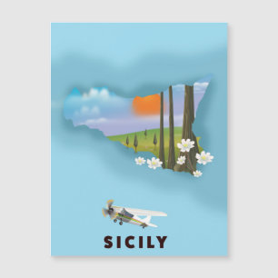 Sizilianisches Illustriertes Reiseplakat Magnetkarte