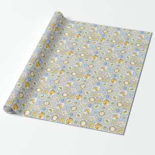 Sizilianisches Lemons Watercolor Square Muster Geschenkpapier