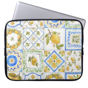 Sizilianisches Lemons Watercolor Square Muster Laptopschutzhülle