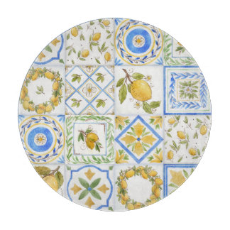 Sizilianisches Lemons Watercolor Square Muster Schneidebrett