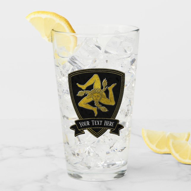 Sizilianisches Trinacria Ihr Text Glas (Vorderseite Ice)