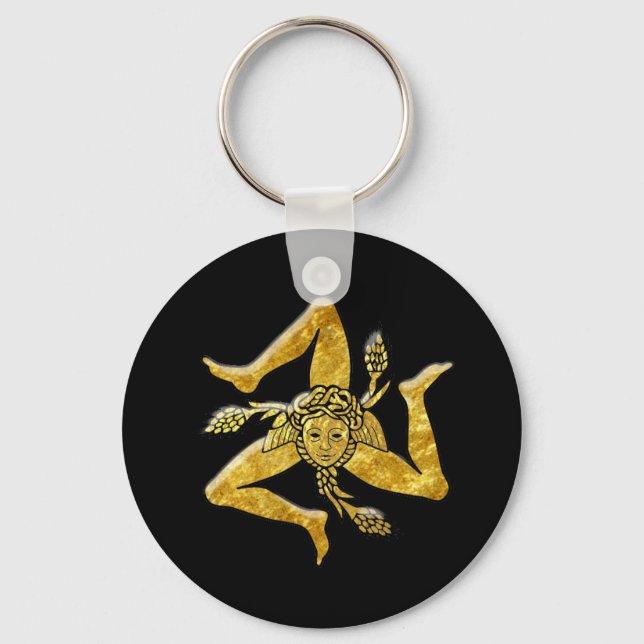 Sizilianisches Trinacria in Gold Schlüsselanhänger (Vorderseite)