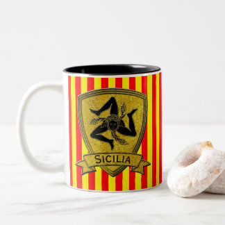 Sizilianisches Trinacria Schwarzes u. Gold Zweifarbige Tasse