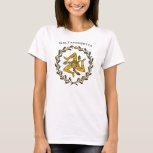 Sizilianisches Trinacria und olivgrüner Kranz T-Shirt