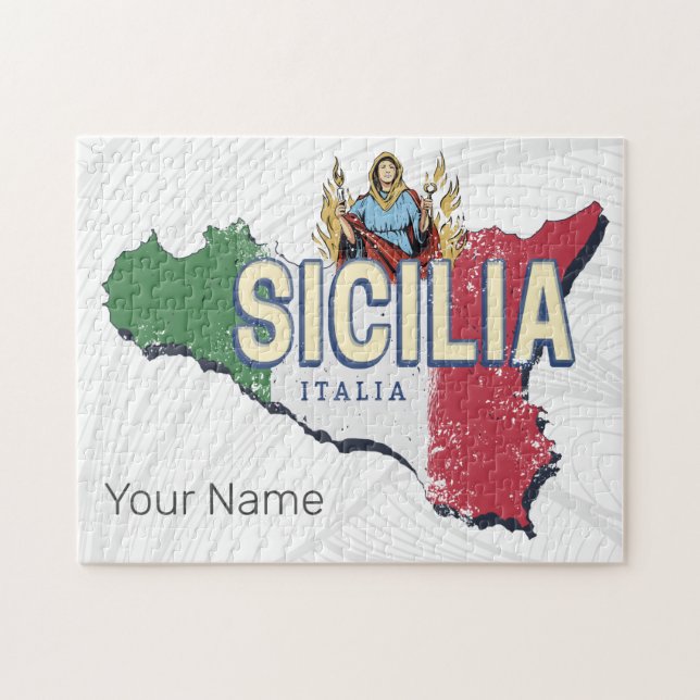 Sizilien Flag Italien Retro Karte Vintages Souveni (Horizontal)
