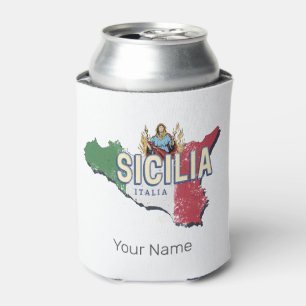 Sizilien Flagge Italien Retro-Karte Vintage-Souven Dosenkühler