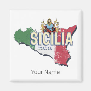 Sizilien Flagge Italien Retro-Karte Vintage-Souven Magnet