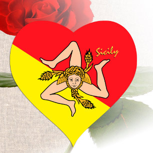 Sizilien Heart Sticker, Patriotic Sizilian Flag He Herz-Aufkleber