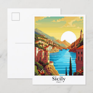 Sizilien - Italien Art Vintage Postkarte