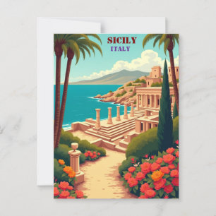 Sizilien, Italien - Blick auf die Küsten, Kultur Postkarte