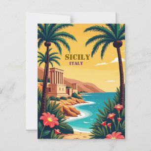 Sizilien, Italien - Blick auf die Küsten, Kultur Postkarte