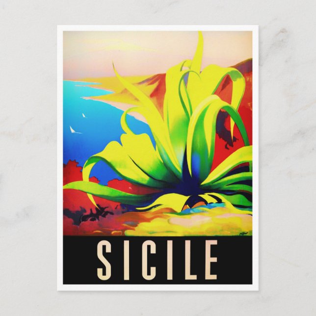 Sizilien Italien Jahrgang Reise Postkarte (Vorderseite)