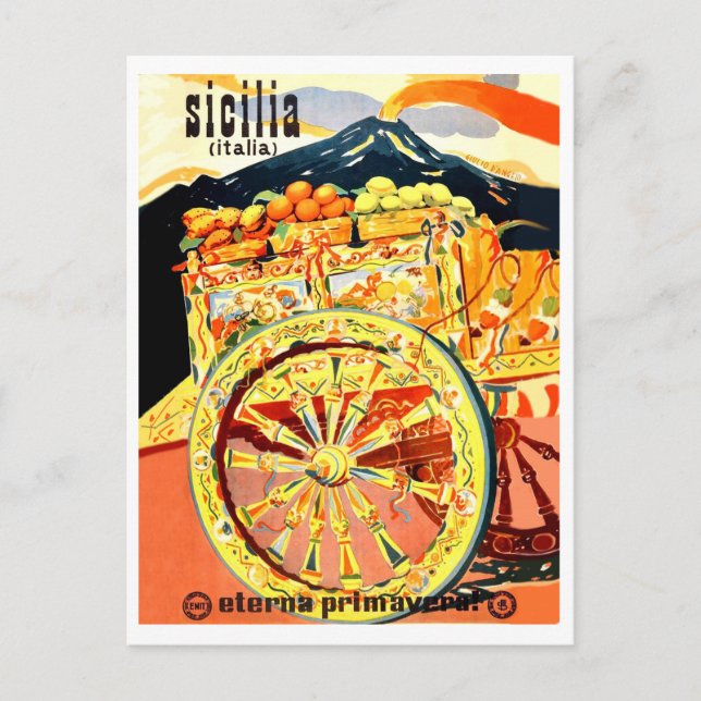 Sizilien, Italien, Obstgarten, Vintag Postkarte (Vorderseite)
