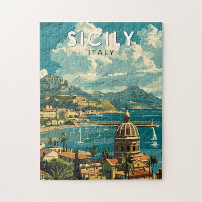 Sizilien Italien Reisen Kunst Vintag (Vertikal)