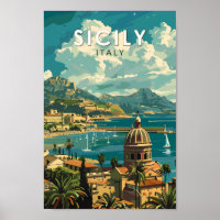Sizilien Italien Reisen Kunst Vintag